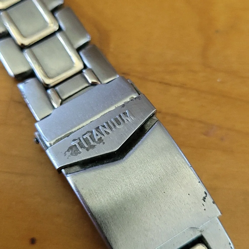 Vintage Titanium Link Bracelet 7in Matte Silver Tone Heavy Mens Unisex